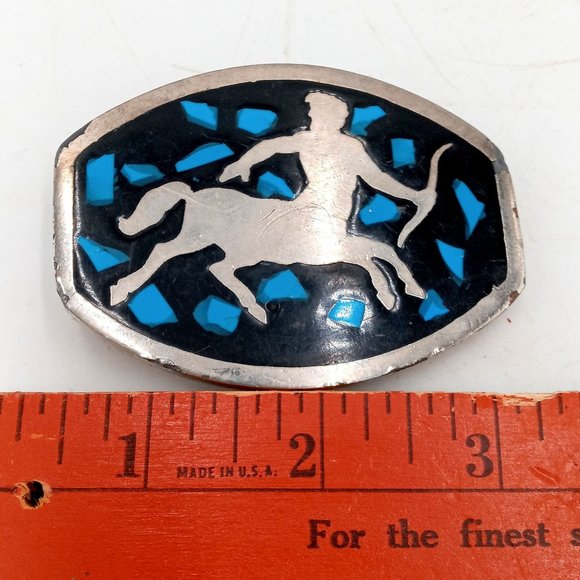 Sagittarius Belt Buckle Astrology Zodiac Sign Turquoise Chips Archer November - Picture 5 of 11